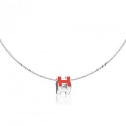 Hermes Cage d'H Necklace Red in Lacquer With Gold